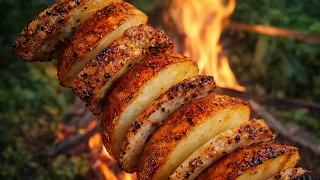 Potatoes with Bacon | No Talking Cooking in Nature | ASMR