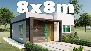🏡 casa de 8x8 metros, plano de casa 8x8, diseño de casa pequeña y bonita 💕