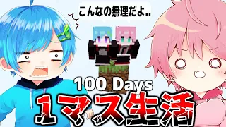 たった1マスしかない世界で"100日サバイバル生活"をするマインクラフト『総集編』😱✨【マイクラ】【まひてるクラフト#完結】