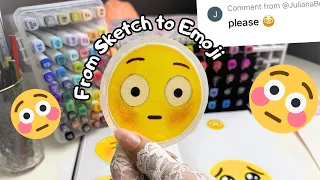 Hand-Drawn Emoji Art 🎨 | Marker Drawing Process | Relaxing Creative video 