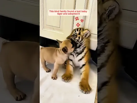 This kind family found a lost baby tiger and adopted it