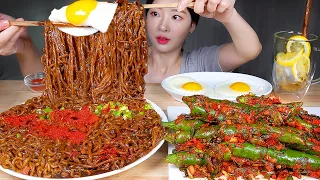고추김치 담근날 🌶 짜슐랭 3봉지 고춧가루 땡초 팍팍! 매운고추김치 레시피 먹방 ASMR MUKBANG | Spicy Chili Kimchi & Black Bean Noodles