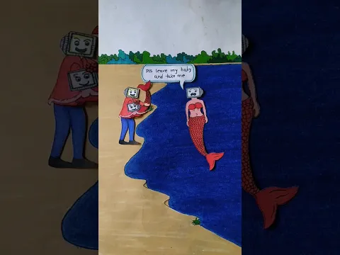 Bad TV man wanted to take the TV mermaid girl#shorts #xyzart #skibiditoilet