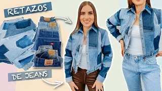 UPCYCLED PATCHWORK DENIM JACKET / CHAMARRA DE MEZCLILLA CON RETAZOS DE JEANS