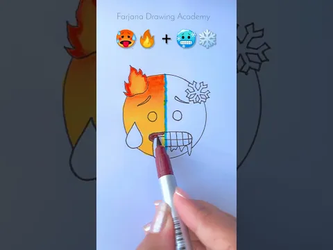 Hot🔥 + Cold❄️ || Emoji Mixing Satisfying Art  #creativeart  #satisfying