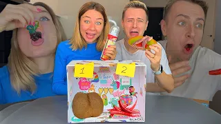 Eating Hot Chili and sweets with my boyfriend from secret box 🥵🤪🌶️
