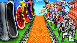 SURVIVAL BASE of SEA EATER MONSTERS vs TV WOMAN & SPEAKER MAN & TV MAN TITAN in MINECRAFT animation