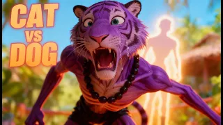 🐾😱Cat Pranks Tiger… But Puppy Strikes Back! 💥 #catvsdog #funnyanimation #bloopups