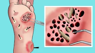 ASMR animation sea urchin spine and maggots removal | Treatment of Severely Injured Animation