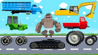 #Excavator jcb and Dumper Truck with Street Vehicles for Kids - Fitting of Cabins