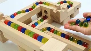 Marble Run Race ASMR ☆Cuboro Wooden Block ×  Quadrilla × Haba ＋Dump truck.