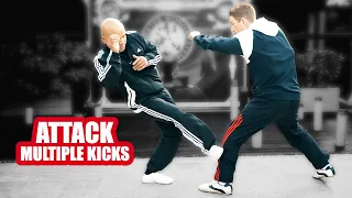 Attacking multiple times with kicks  | street fight