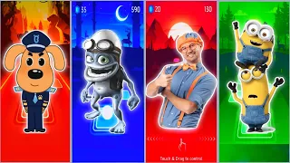 Crazy Frog 🆚 Sheriff Labrador 🆚 Blippi 🆚 Minions  | Tiles Hop EDM Rush🎶| Who Is Best?