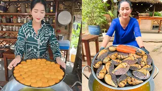 Yummy Egg Yolk Fry, Ocean snail fry creamy, Crispy noodle salad | Mommy chef Sros | Daily lifestyle