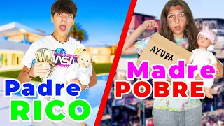 Padre RICO vs madre POBRE - babysitting challenge con Justin