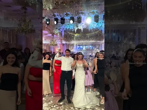 The bride and groom have to break the dishes at the wedding