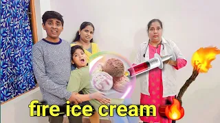Fire ice cream 🍦 🔥 | comedy video | funny video | Monika miniature cooking