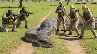 Courageous Rescue Team Subdues Giant Python to Save a Vulnerable Broodmare !