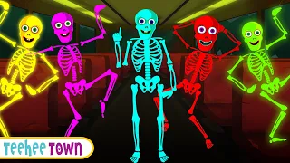 EP1 | Wheels On The Bus With Five Skeletons | Spooky Scary Skeletons Songs By Teehee Town