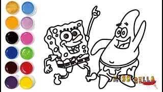 cara menggambar dan mewarnai spongebob untuk anak | how to draw and color spongebob for kids