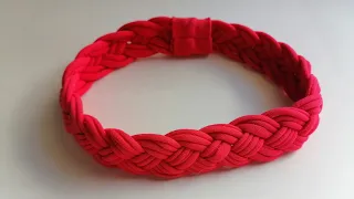 Diadema trenzada de 4 cabos con tela Jersey o Trapillo.