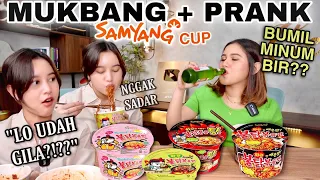MUKBANG SEMUA SAMYANG CUP SAMBIL PRANK AUREL!! BUMIL MINUM ALK0HOL??