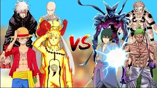 Luffy 🆚 Zoro || Gojo 🆚 Sukuna || Naruto 🆚 Sasuke || Saitama 🆚 Garou #naruto #jujutsukaisen #opm 