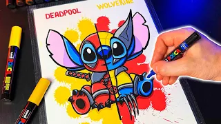 Ho to draw STITCH from Lilo and Stitch | Stitch Deadpool and Wolverine?