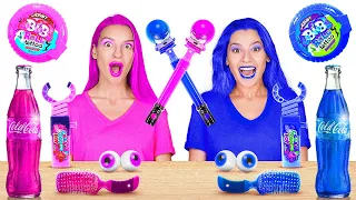 EATING ONLY ONE COLOR FOOD FOR 24 HOURS! PINK VS BLUE VS Green VS Red Mukbang by 123 GO! CHALLENGE