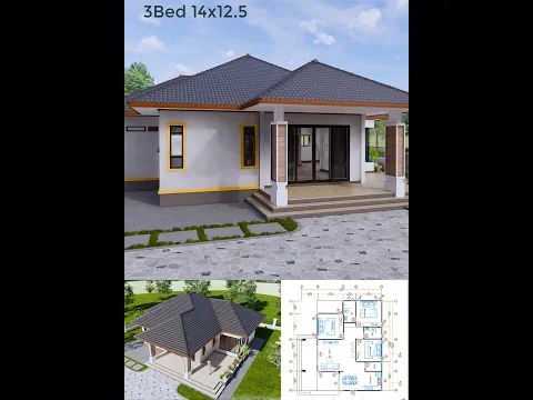 House Design 3d 14x12.5 Meter House Plans 46x41 Feet 3 Bedrooms Hip Roof