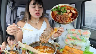 Real Mukbang Lots of Spring Rolls, Spicy Bun Bo Hue, Thick Cut Beef Rib, Vietnamese Food, ASMR 먹방
