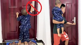 测试有陌生人半夜敲门，一定要孩子不要乱开门，小米宝差点闯大祸！#Cute baby#Cute#呆萌小米宝#聪明宝宝#萌娃