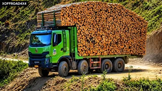 Extreme 8x8 Logging Truck on Dangerous Muddy Roads