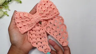 Lo veo y lo quiero 🎀 Hermoso lazo a crochet 🎀 Modelo 7 paso a paso #coquette #crochet #lazo