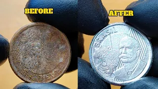 The Before And After Gets Me Everytime!!! Satisfying Restoration Brazilian Coin 🇧🇷 #ASMR