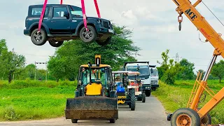 Jcb 3dx loading Mud in TATA Tippers Tractors Swaraj New Holland 3630 4x4 Tractor newjcb Thar Truck