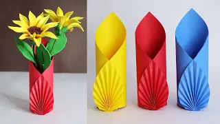 How to Make A Flower Vase At Home | Easy Paper Flower Vase | Simple Paper Craft