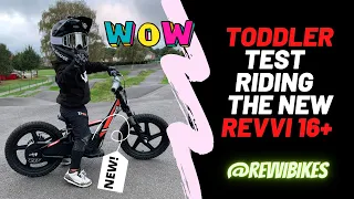Revvi 16+ kids electric bike - brand new bike being ridden and reviewed by a 3 year old!