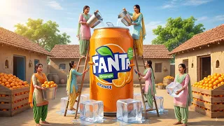 🍊🔥 Giant Fanta Making Challenge! 😱 The Epic 100-Foot Giant Orange Drink Competition 