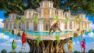 ​6 Village Girls Built World's Biggest Haunted Tree House 🥶 | #village #shorts