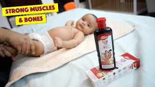 Baby massage and exercises for strong muscles and bones (Dabur Lal Tail Review)