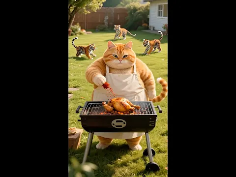 How dare a ginger cat steal a tiger's cub? #Funny #FunnyCat#CatLovers