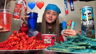 اصوات الاكل (بلون ‏الأحمر والأزرق💙❤️ )ممتع😂😜