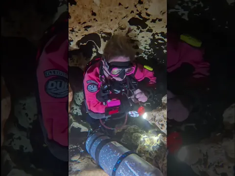 Cave Diver Has To Remove Gear Because She’s Stuck! #cavediver #cavediving #scary