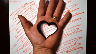 Trick Art on Hand | Cool 3D Heart Hole Optical Illusion