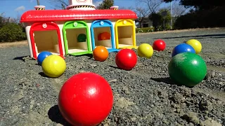 マーブルランASMR☆４色のガレージと大きなカラフルな玉と階段！