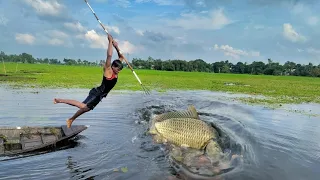 Best Boat Fishing Video 2021➡️Best Bamboo Crossbow Fishing Technique🖤Big Fish Catching From Boat