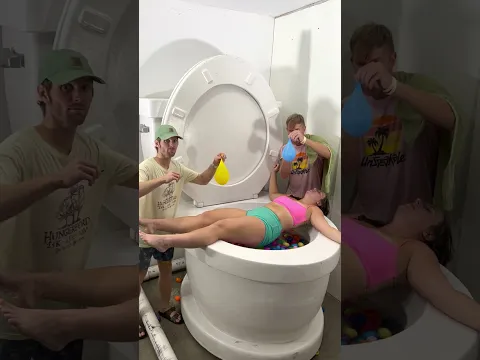 My BOYFRIENDS PRANKED Me in Worlds Largest Toilet Surprise Egg Pool with Water Balloons 2 #shorts