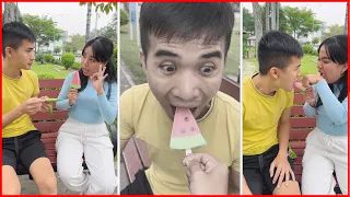 Eat Ice Cream With Your Nose 😱🍧 Linh Nhi #shorts by LNS vs Su Hao TikTok
