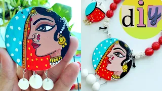 DIY Handmade Necklace using Clay // Hand Painted jewellery ideas